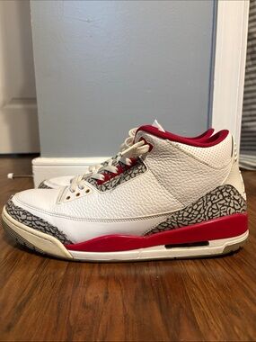 Air Jordan 3 Retro White Red Cement Basketball Shoes-No box